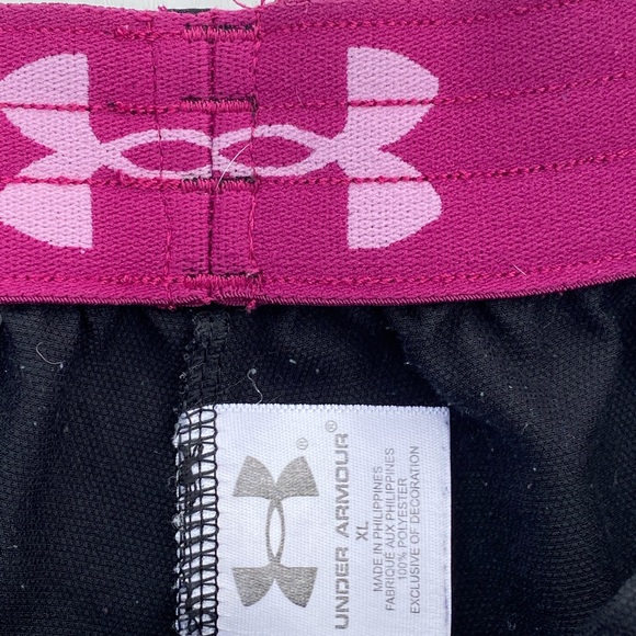 UA - black unlined running shorts w/ magenta trim - Picture 3 of 4